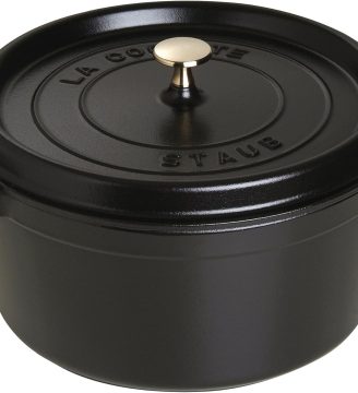 STAUB Cast Iron Dutch Oven 7-qt Round Cocotte, Made in France, Serves 7-8, Black Matte